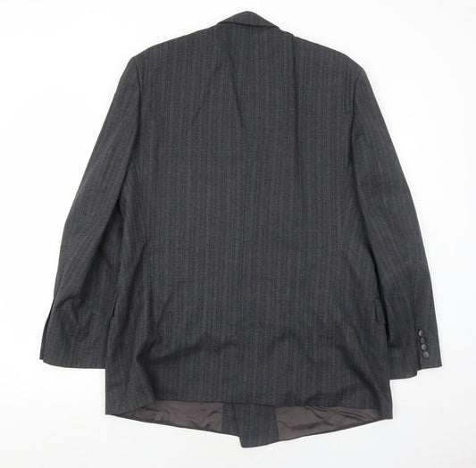 Marks and Spencer Mens Grey Striped Wool Jacket Suit Jacket Size 44 Regular