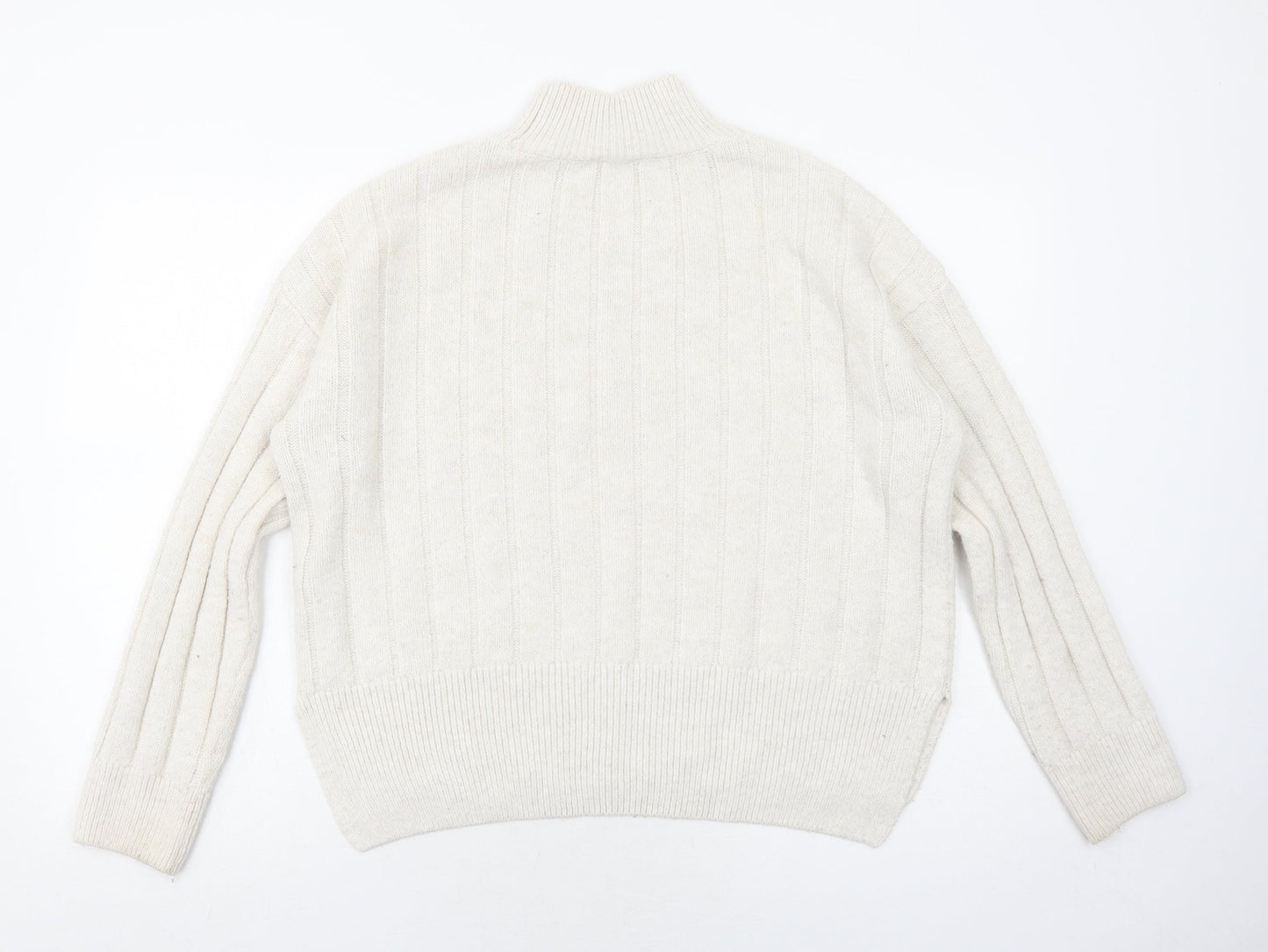 New Look Womens Ivory High Neck Acrylic Pullover Jumper Size M