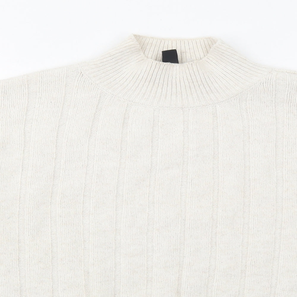 New Look Womens Ivory High Neck Acrylic Pullover Jumper Size M