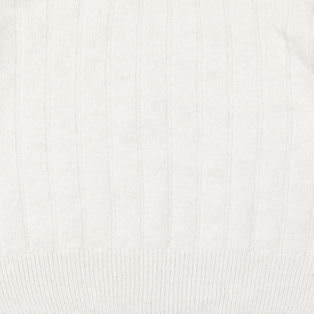 New Look Womens Ivory High Neck Acrylic Pullover Jumper Size M