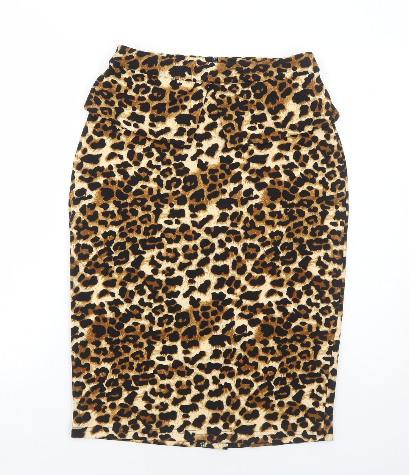 Rorox Womens Brown Animal Print Polyester Straight & Pencil Skirt Size M Zip - Leopard Print