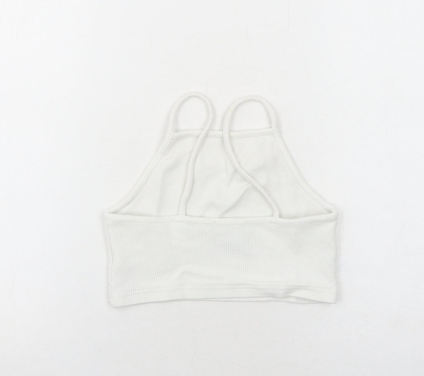 New Look Womens White Cotton Cropped Tank Size 8 Square Neck