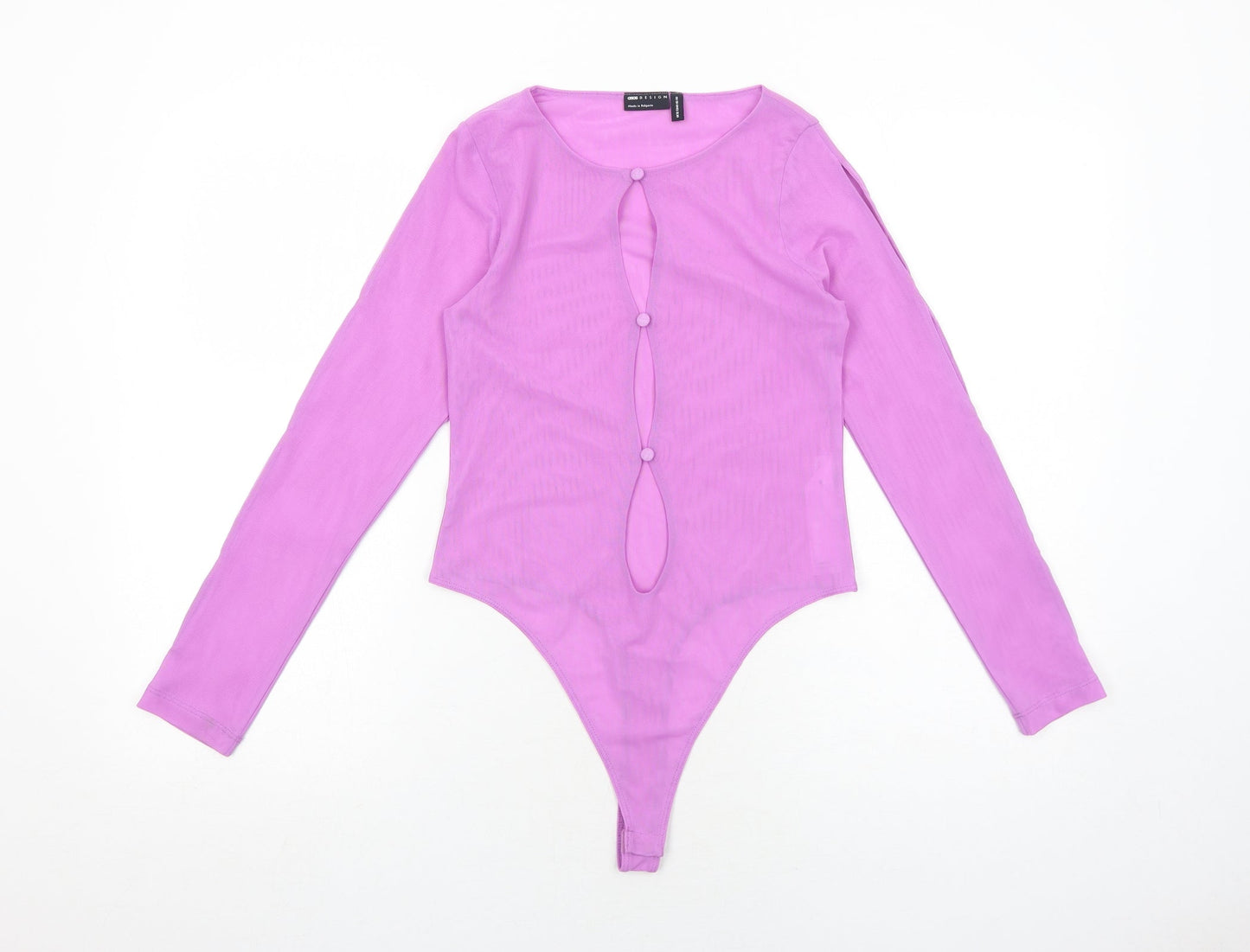 ASOS Womens Purple Polyester Bodysuit One-Piece Size 12 Snap - Cut Out Detail