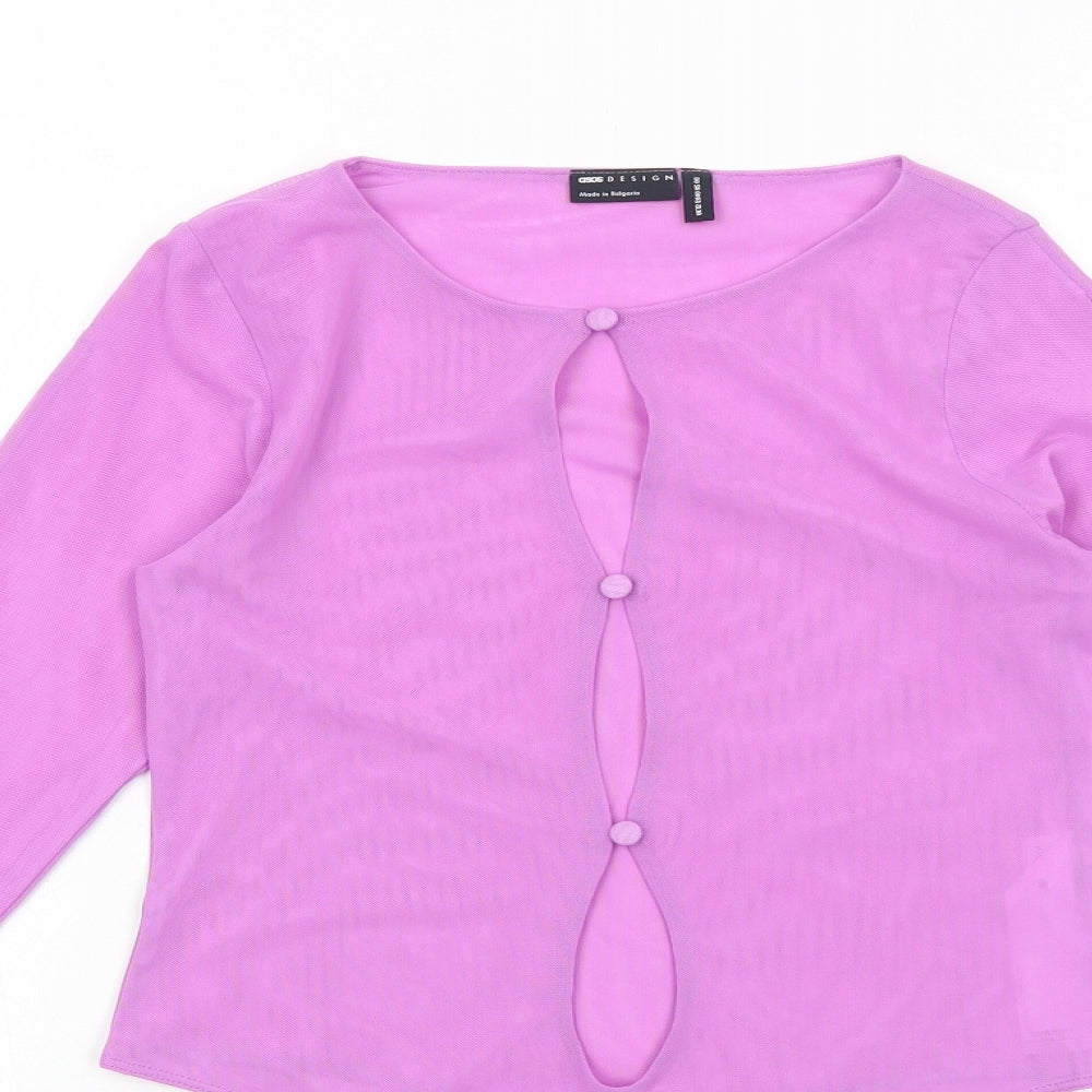 ASOS Womens Purple Polyester Bodysuit One-Piece Size 12 Snap - Cut Out Detail