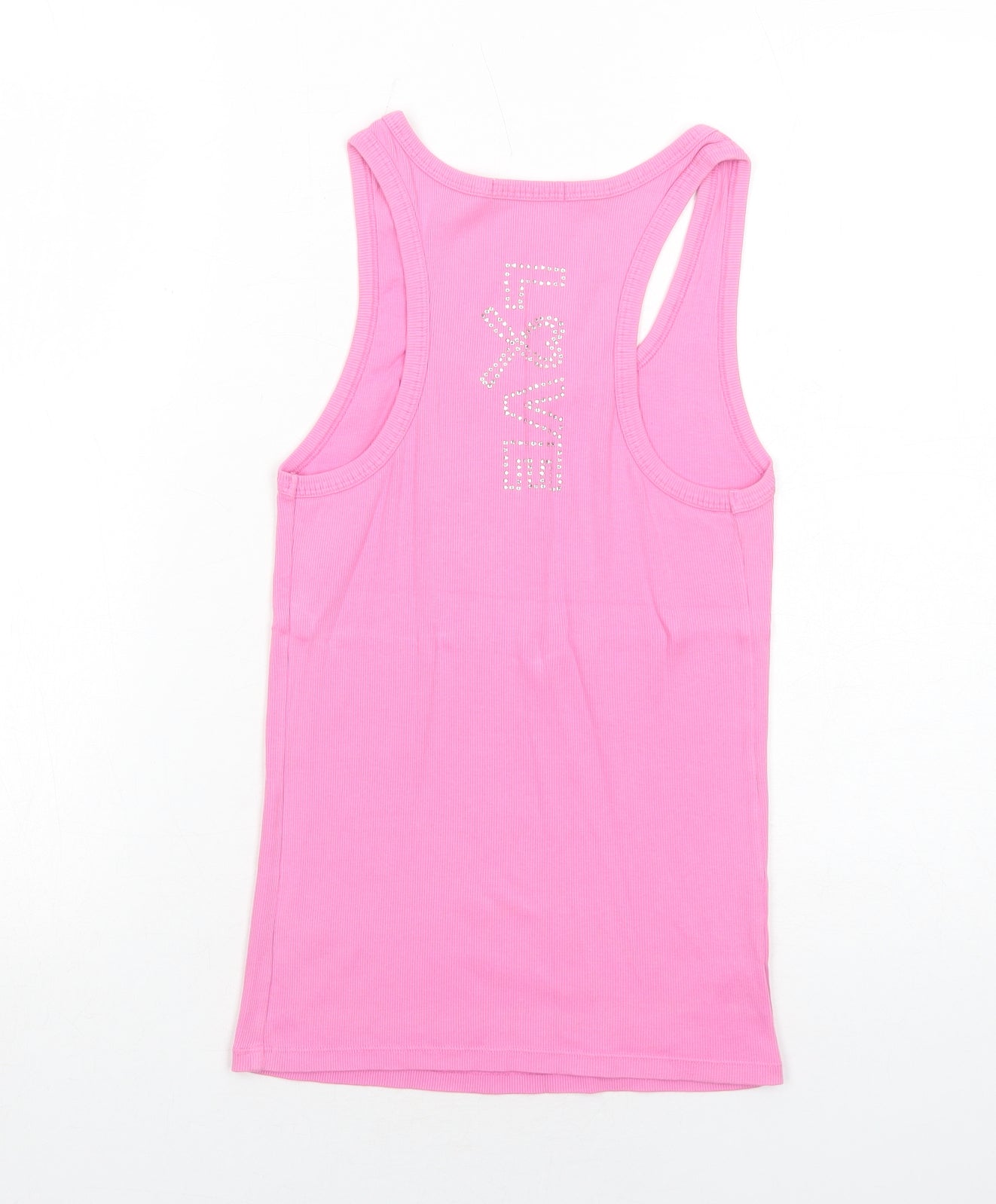 Marks and Spencer Womens Pink Cotton Basic Tank Size 16 Round Neck
