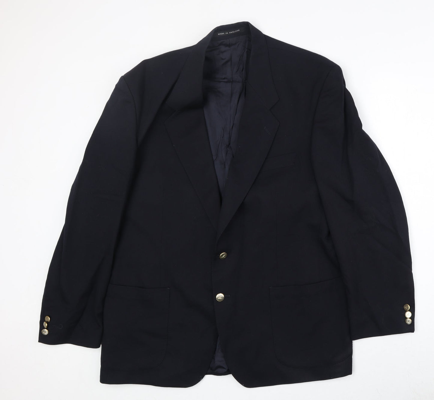 The Label Mens Blue Wool Jacket Blazer Size 44 Regular