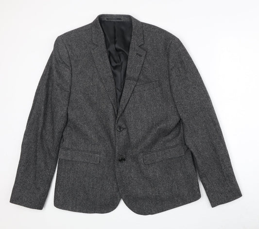 New Look Mens Grey Wool Jacket Suit Jacket Size 42 Regular