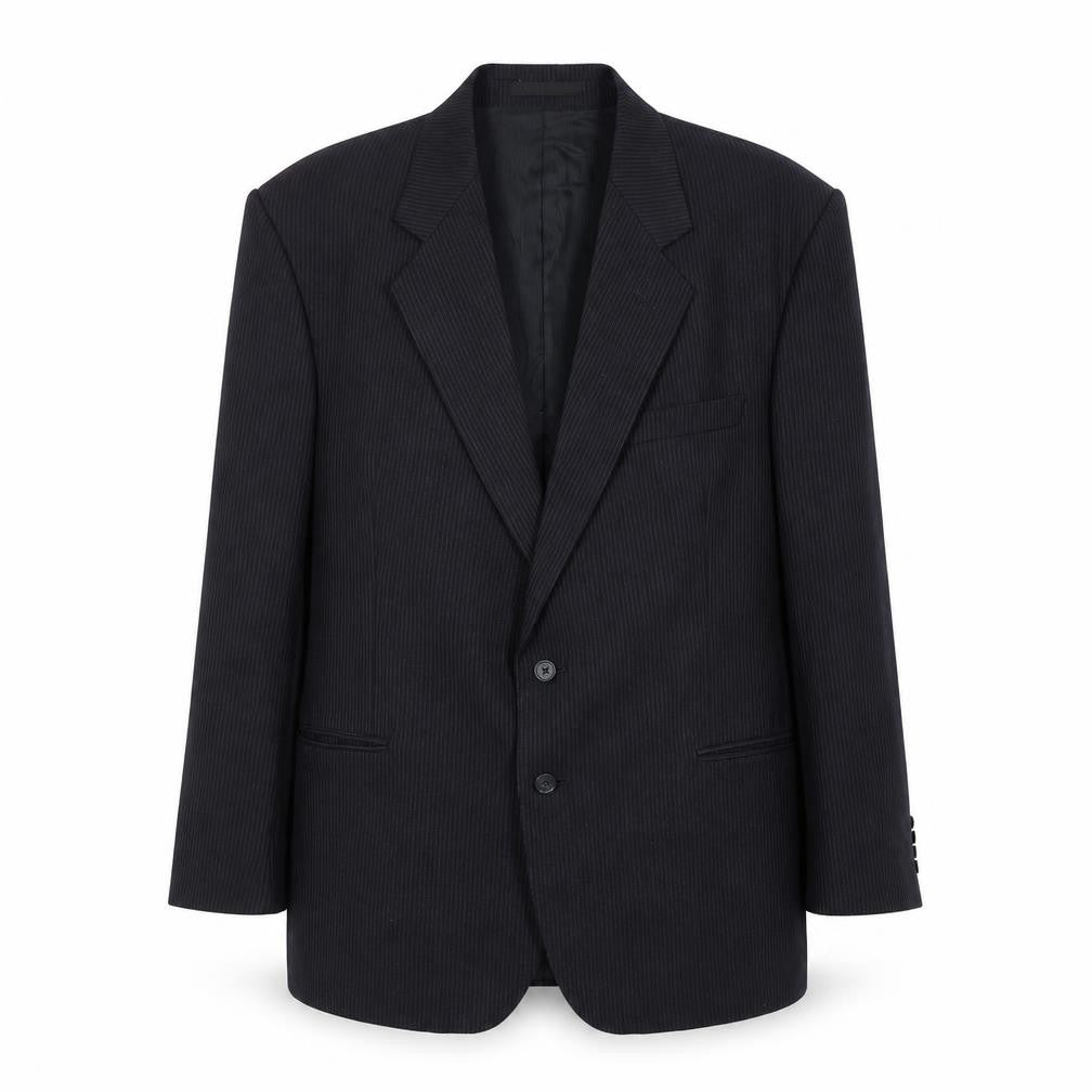Marks and Spencer Mens Black Striped Wool Jacket Suit Jacket Size 44 Regular