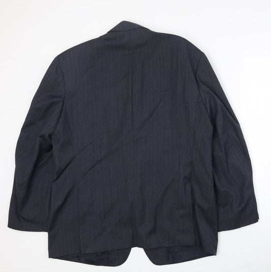 Marks and Spencer Mens Blue Striped Polyester Jacket Suit Jacket Size 44 Regular