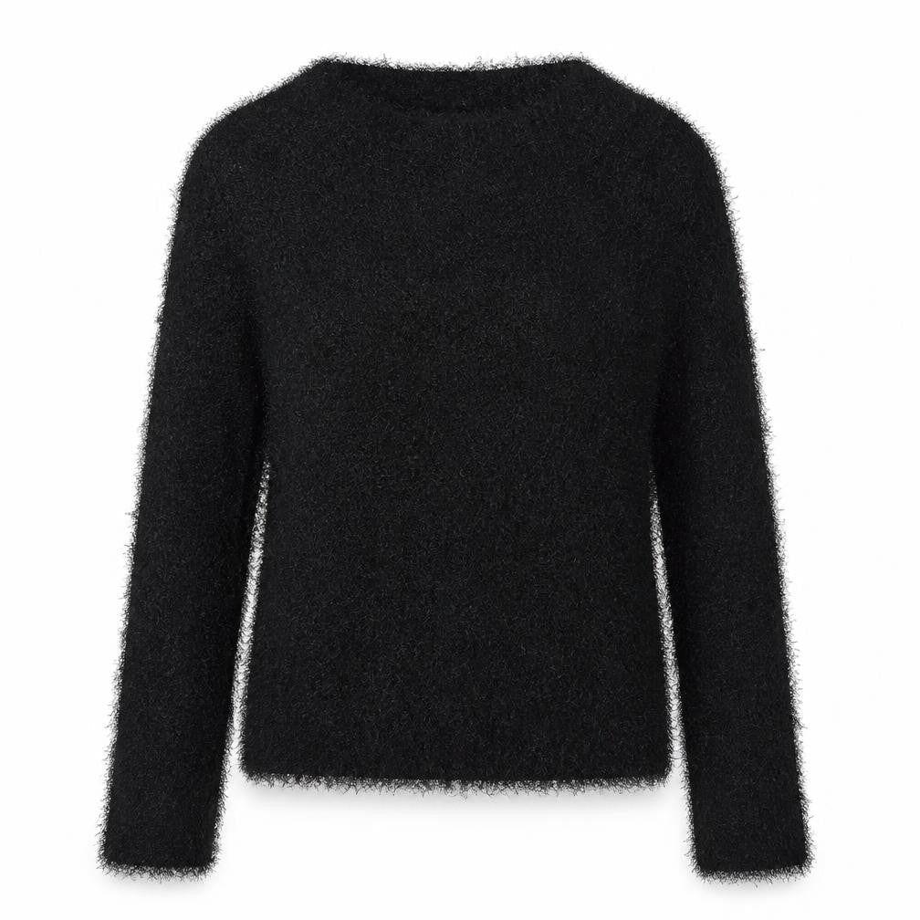 Marks and Spencer Womens Black Round Neck Herringbone Polyester Pullover Jumper Size 8