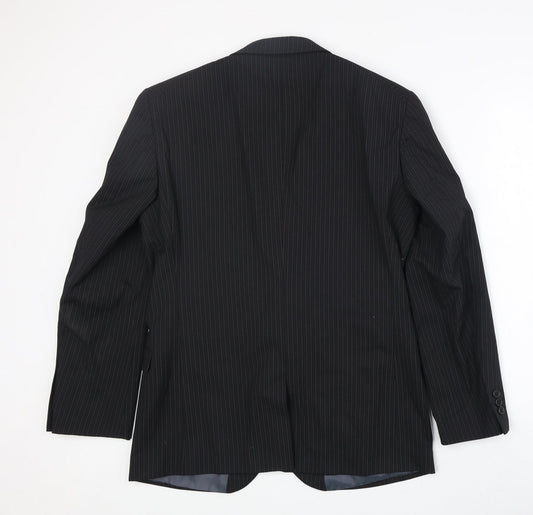 NEXT Mens Black Striped Wool Jacket Suit Jacket Size 38 Regular