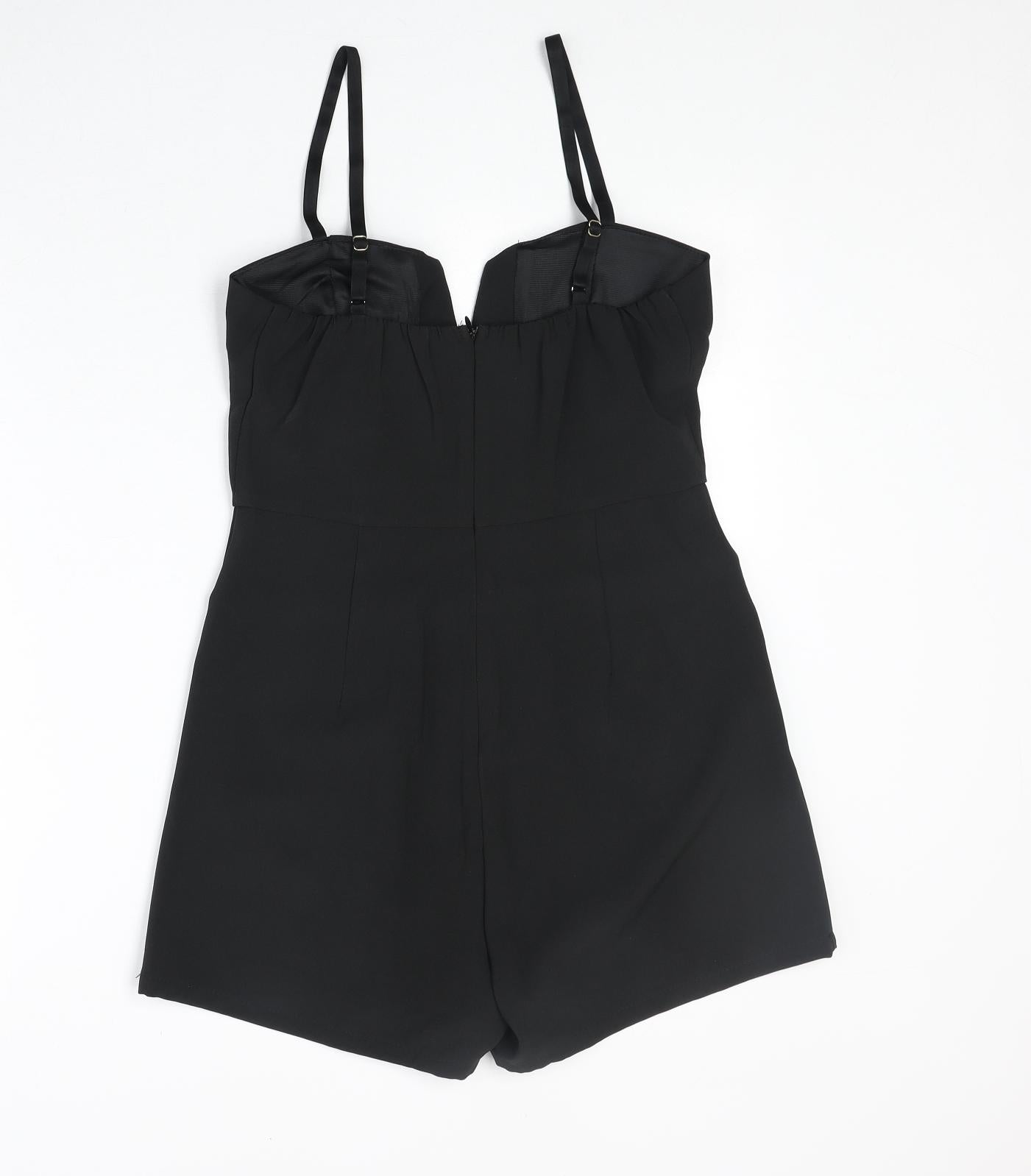 Vera & Lucy Womens Black Polyester Playsuit One-Piece Size M Zip