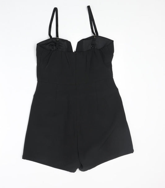 Vera & Lucy Womens Black Polyester Playsuit One-Piece Size M Zip