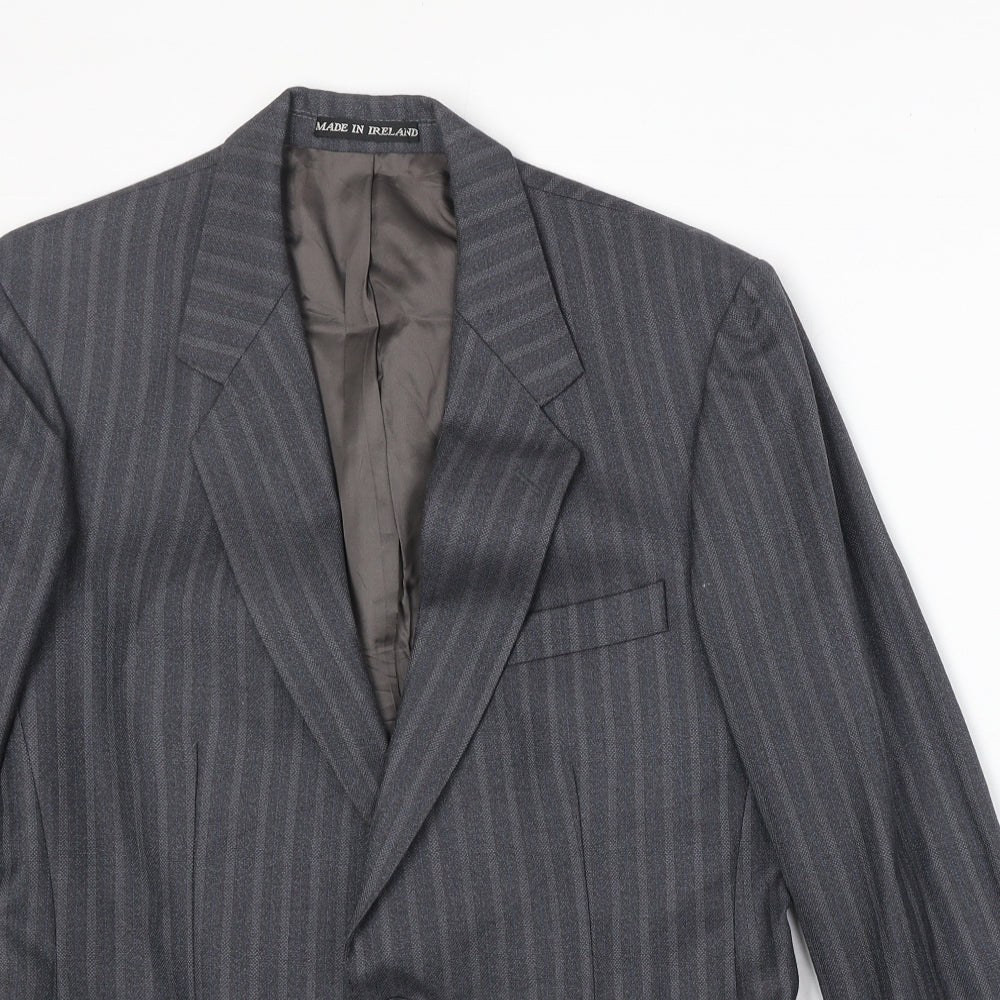 Dunn & Co Mens Grey Striped Wool Jacket Suit Jacket Size 38 Regular