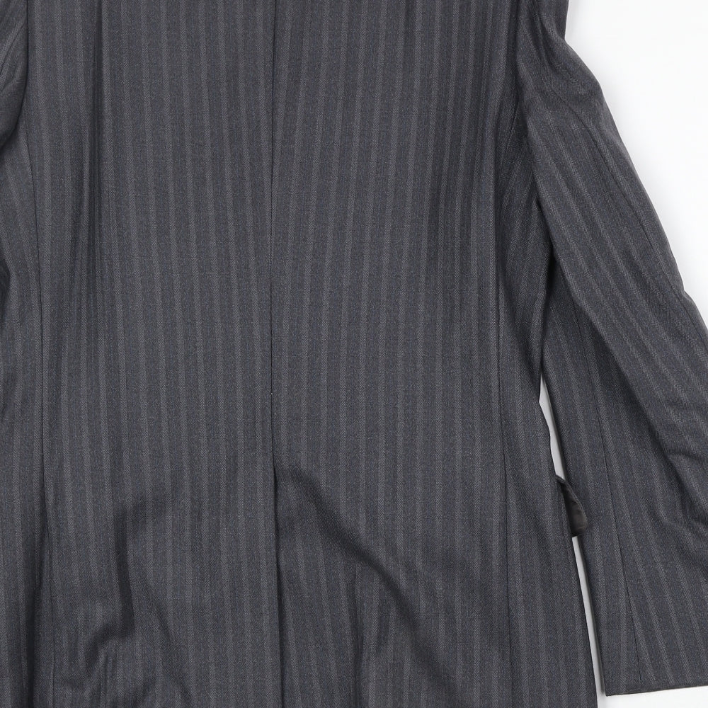 Dunn & Co Mens Grey Striped Wool Jacket Suit Jacket Size 38 Regular