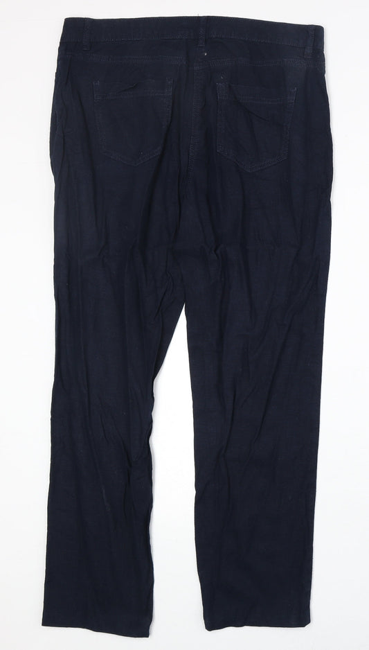 NEXT Womens Blue Polyester Trousers Size 34 in Regular Zip