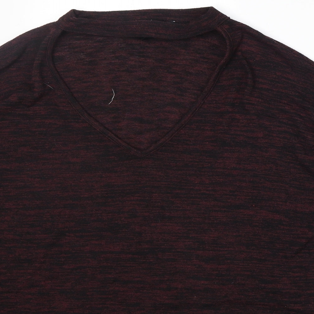 New Look Womens Purple V-Neck Polyester Pullover Jumper Size M