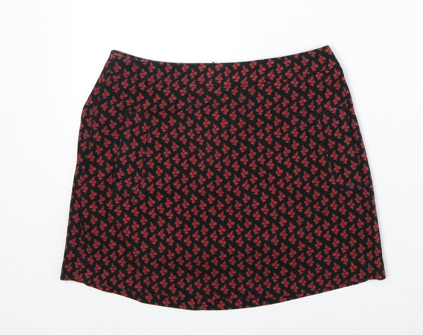 Cooperative Womens Black Floral Cotton Mini Skirt Size XS Zip