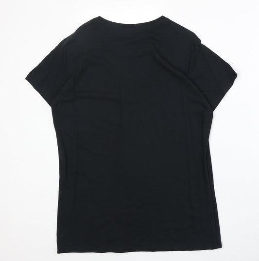 Gildan Mens Black Cotton T-Shirt Size L Round Neck - Australia