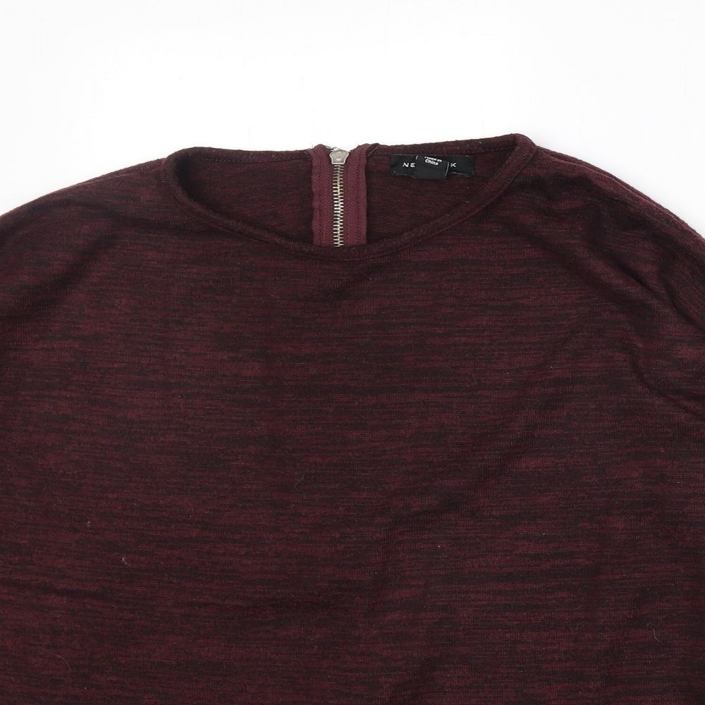 New Look Womens Red Round Neck Polyester Pullover Jumper Size M