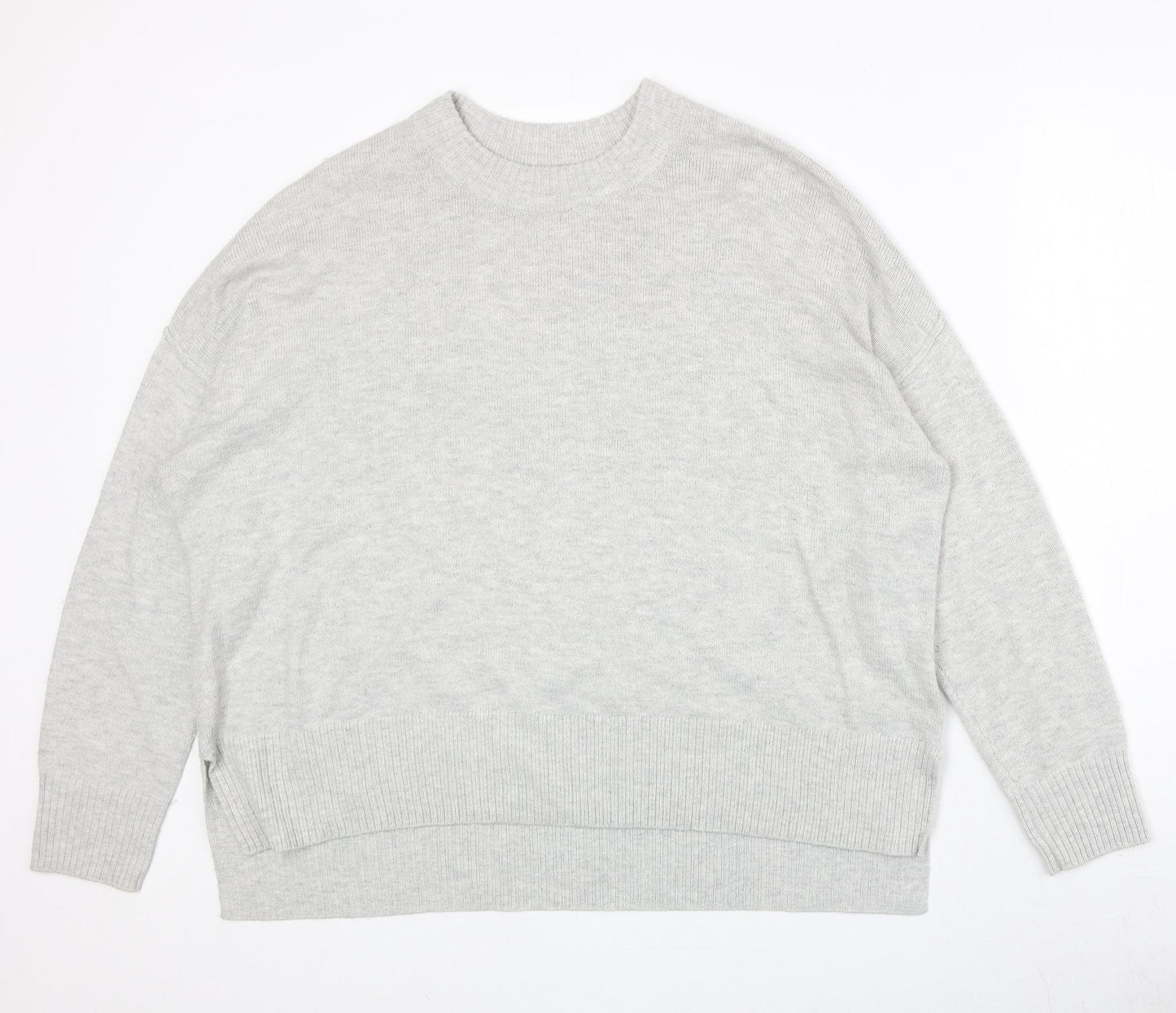 H&M Womens Grey Round Neck Acrylic Pullover Jumper Size M