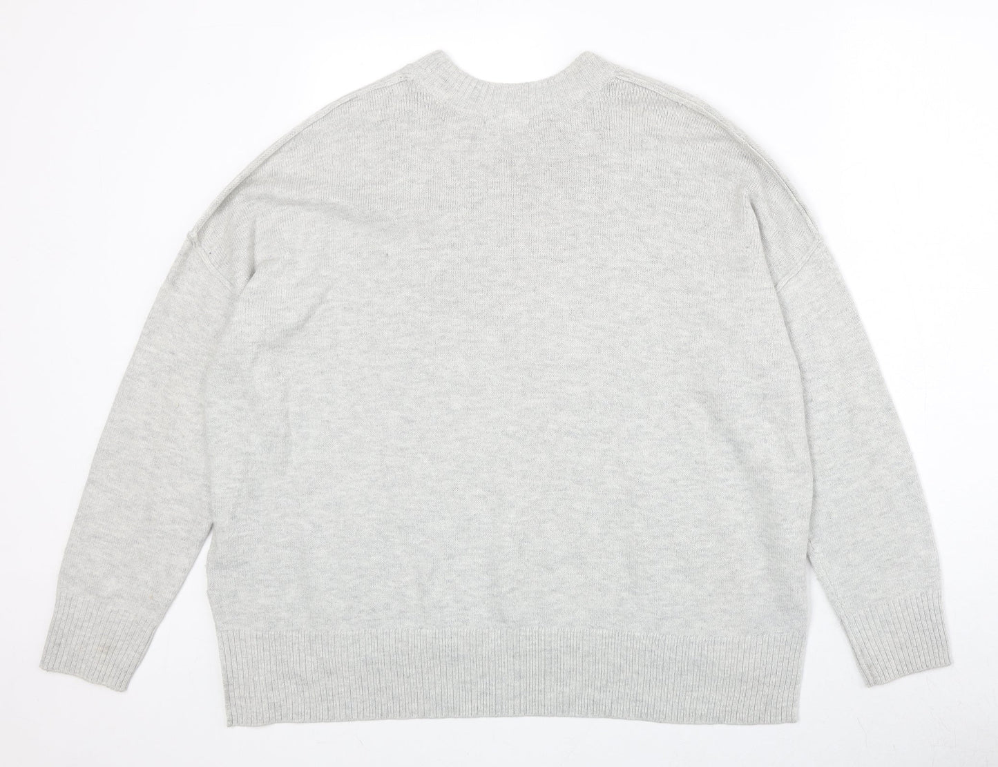 H&M Womens Grey Round Neck Acrylic Pullover Jumper Size M