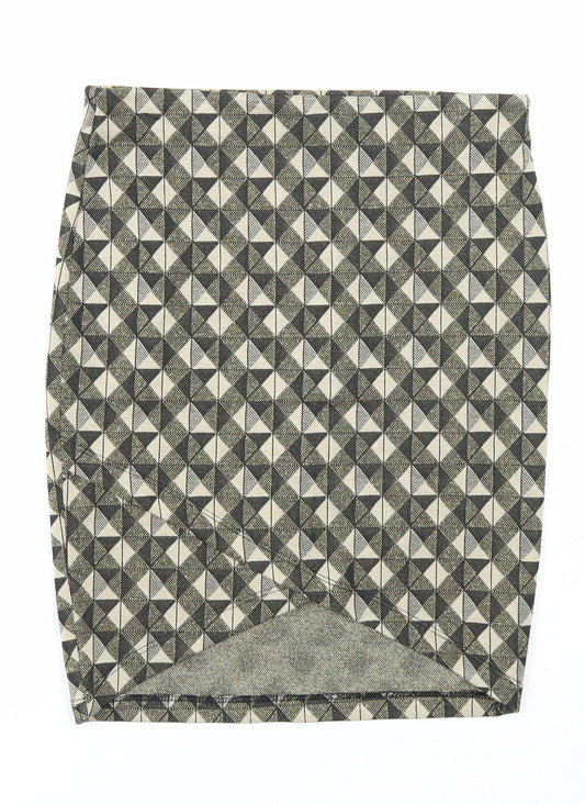 Stradivarius Womens Multicoloured Geometric Polyester Straight & Pencil Skirt Size S