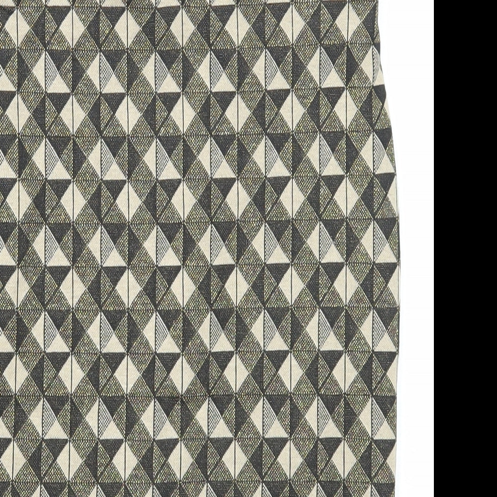 Stradivarius Womens Multicoloured Geometric Polyester Straight & Pencil Skirt Size S