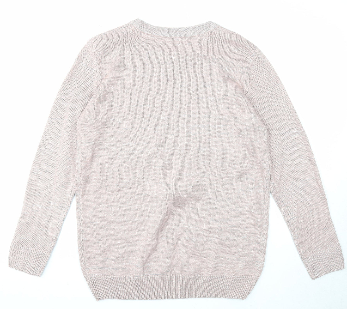 Blooming Marvellous Womens Pink Round Neck Acrylic Pullover Jumper Size M - Reindeer
