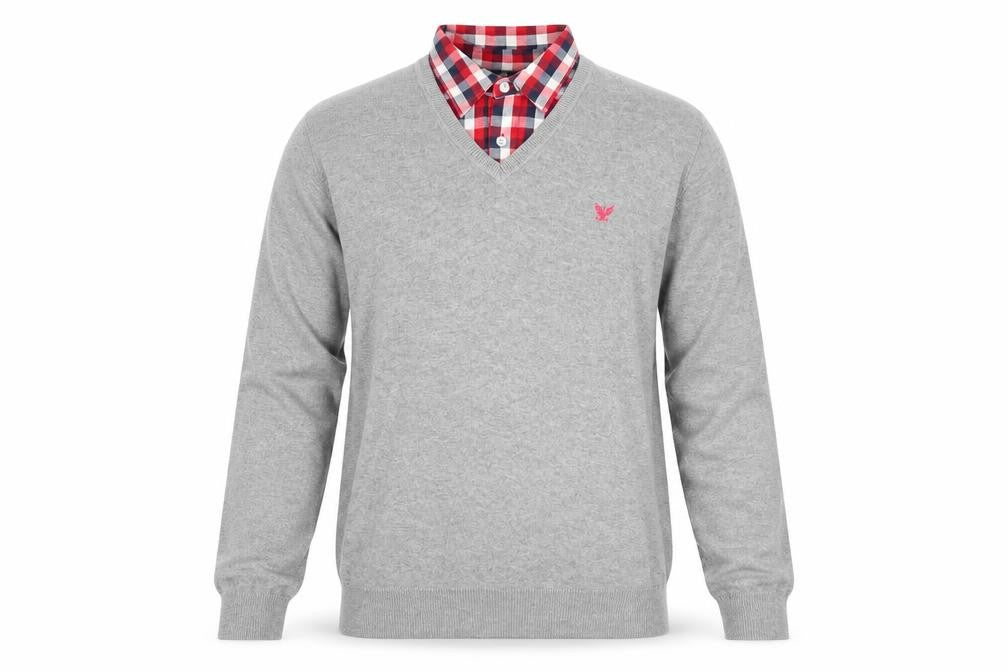 Lee Cooper Mens Grey Collared Cotton Pullover Jumper Size M