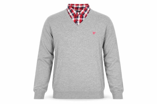 Lee Cooper Mens Grey Collared Cotton Pullover Jumper Size M
