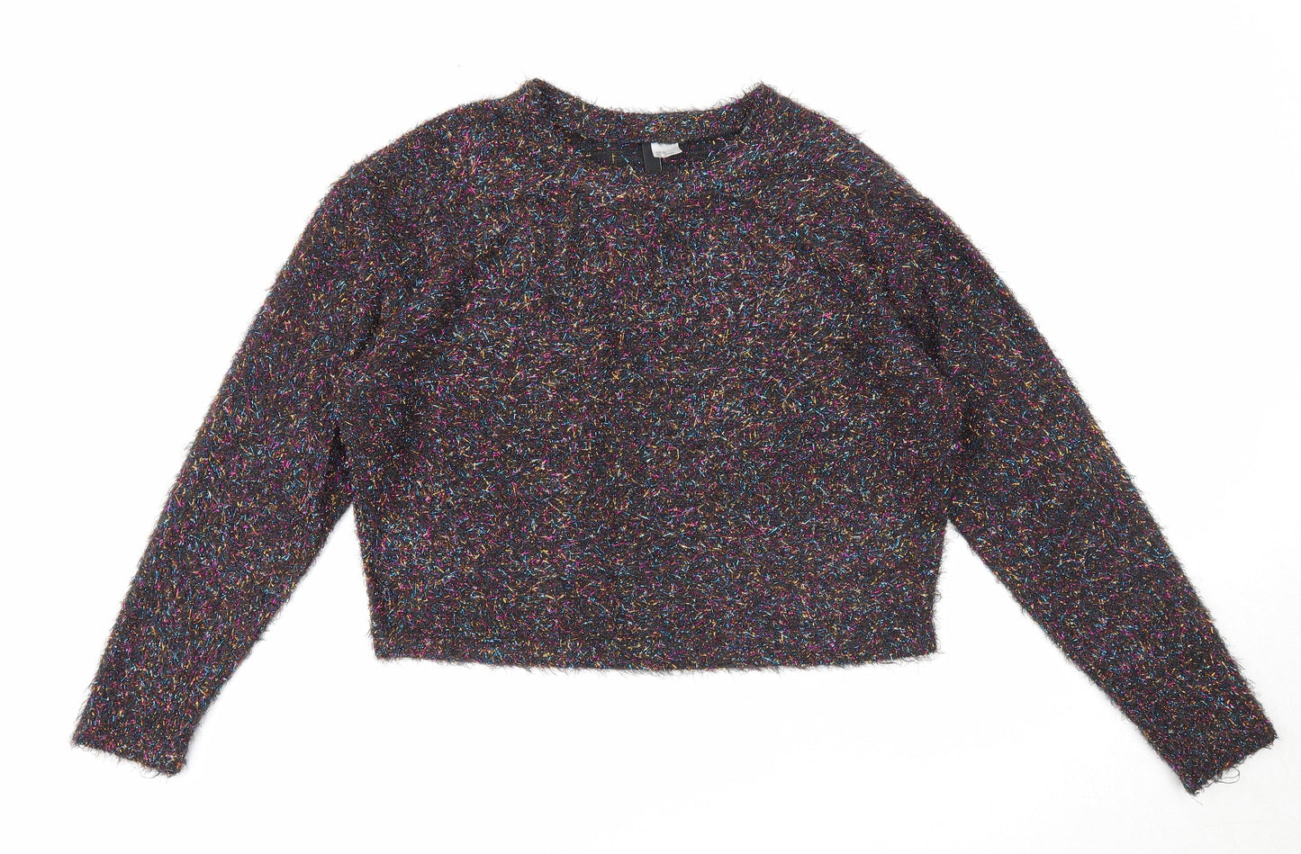 Divided by H&M Womens Black Round Neck Polyester Pullover Jumper Size M