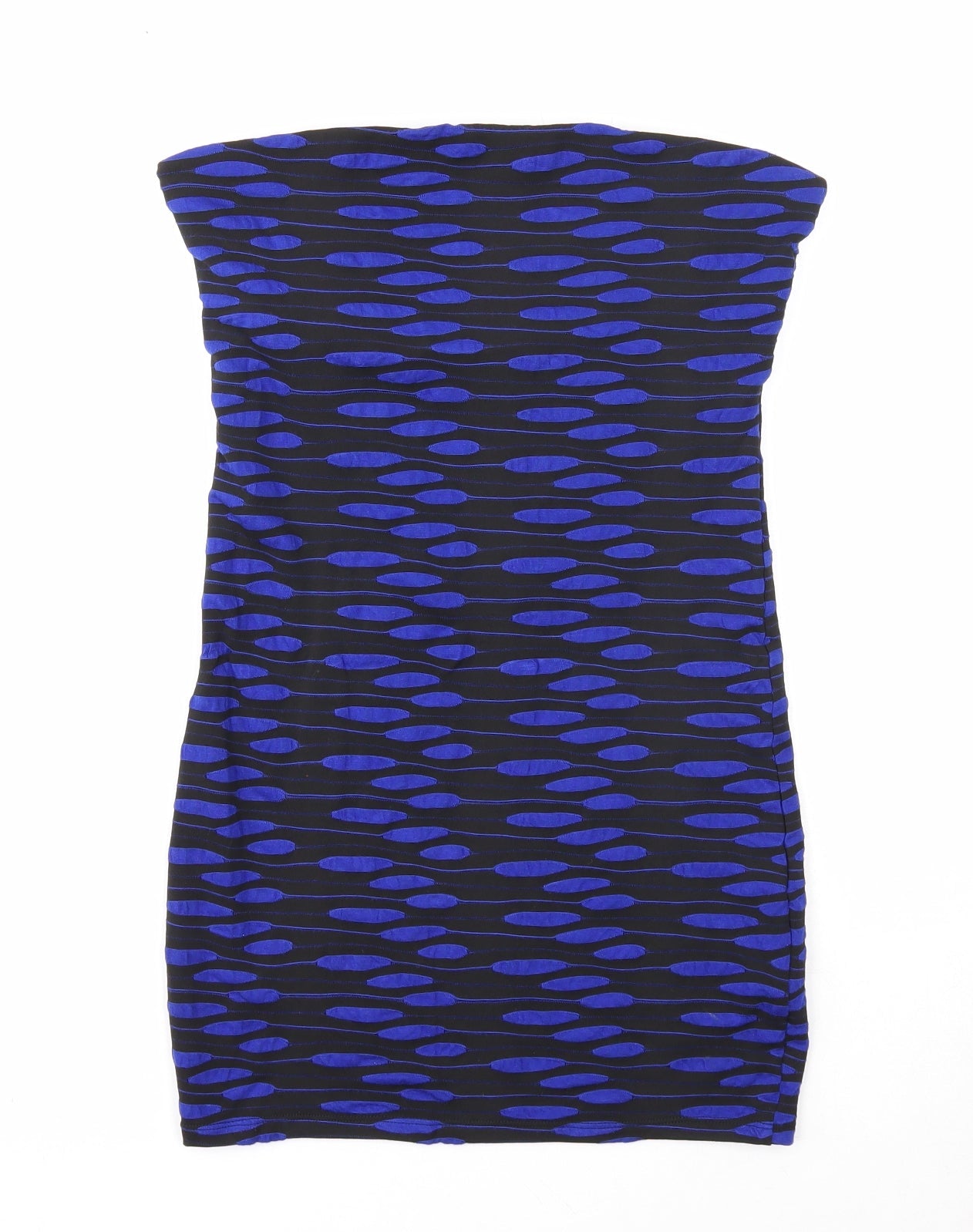 Lipsy Womens Black Geometric Viscose Bodycon Size 12 Square Neck Pullover