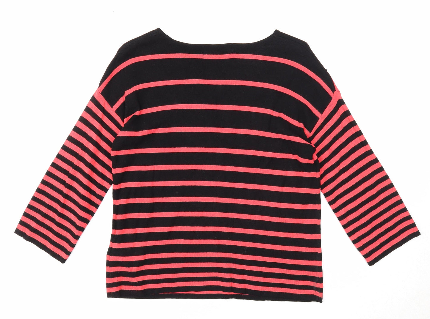 NEXT Womens Red Round Neck Striped Viscose Pullover Jumper Size 8