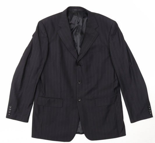 Daniel Grahame Mens Black Striped Polyester Jacket Suit Jacket Size 42 Regular