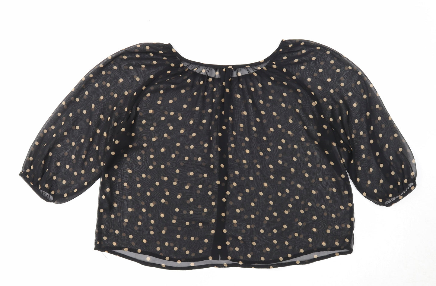 H&M Womens Black Polka Dot Polyester Cropped Blouse Size 6 Round Neck