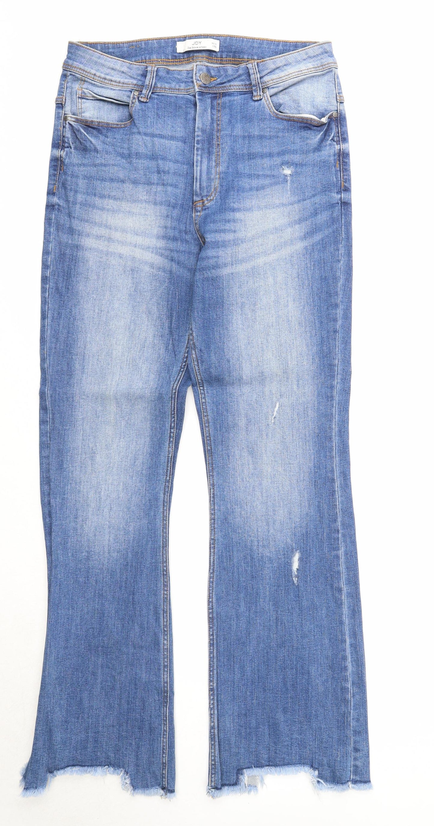 JDY Womens Blue Cotton Straight Jeans Size 32 in L32 in Regular Zip