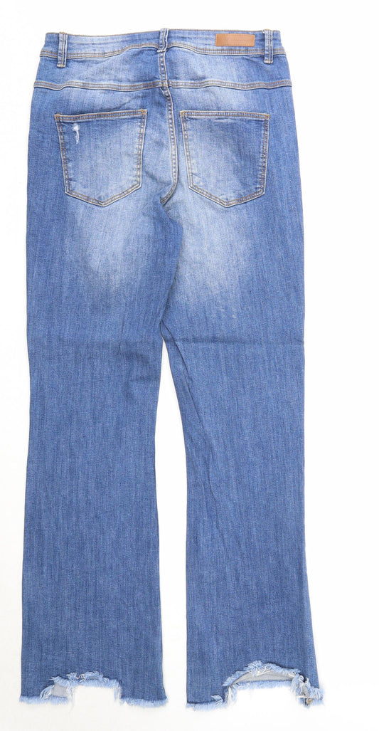 JDY Womens Blue Cotton Straight Jeans Size 32 in L32 in Regular Zip