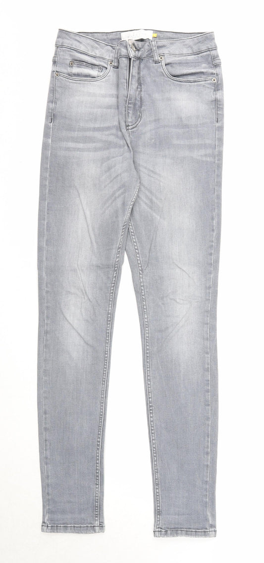 John Lewis Womens Grey Cotton Skinny Jeans Size 10 Regular Zip