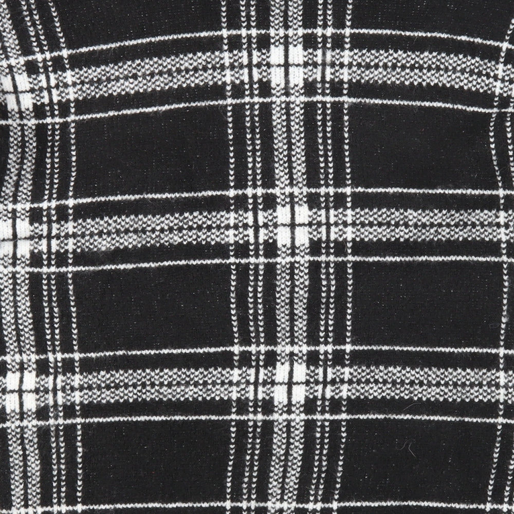 Marks and Spencer Womens Black Round Neck Plaid Acrylic Pullover Jumper Size L