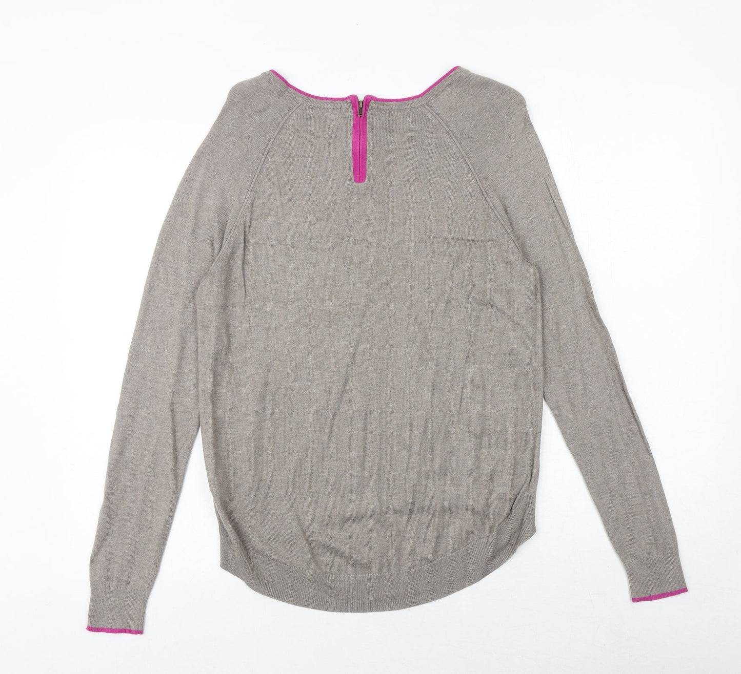 Marks and Spencer Womens Grey Boat Neck Viscose Pullover Jumper Size 10