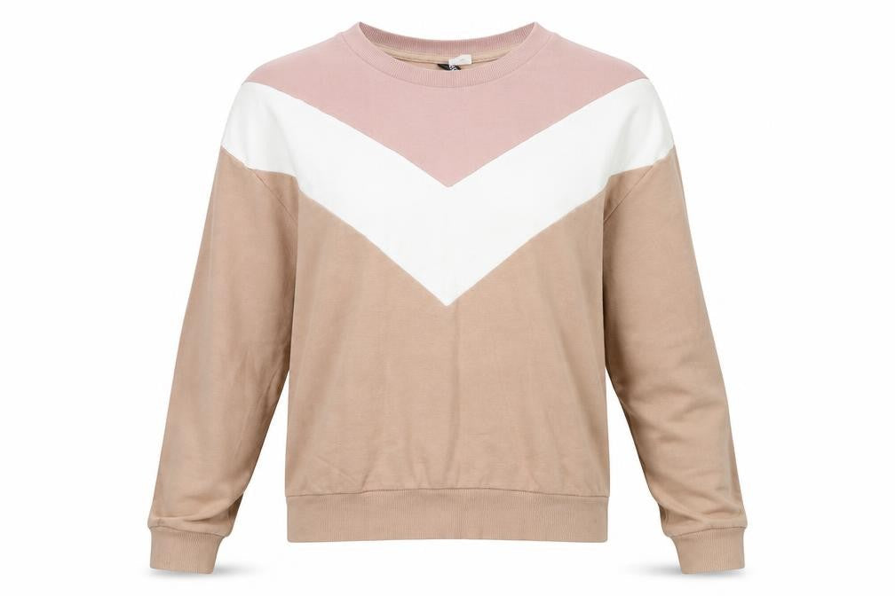 H&M Womens Pink Colourblock 100% Cotton Pullover Sweatshirt Size S Pullover