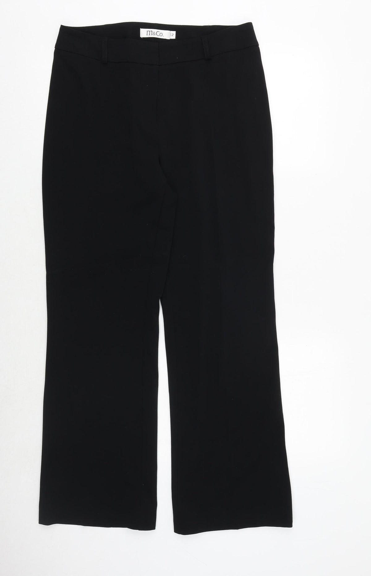 M&Co Womens Black Polyester Dress Pants Trousers Size 12 Regular Zip