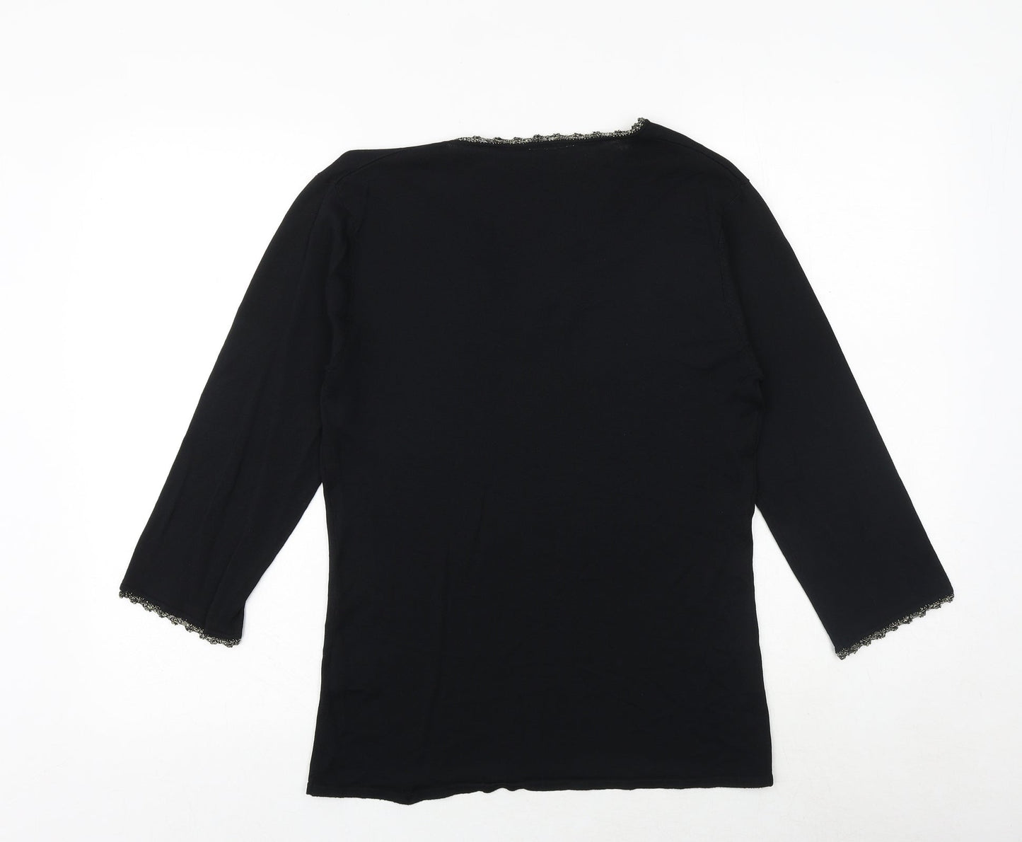 Claire Ashton Womens Black Viscose Basic Blouse Size 14 V-Neck