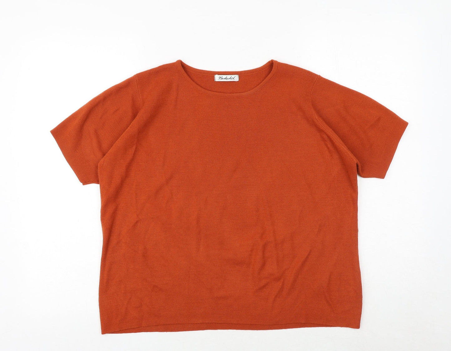 Berkertex Womens Orange Round Neck Acrylic Pullover Jumper Size 14 - Size 14-16