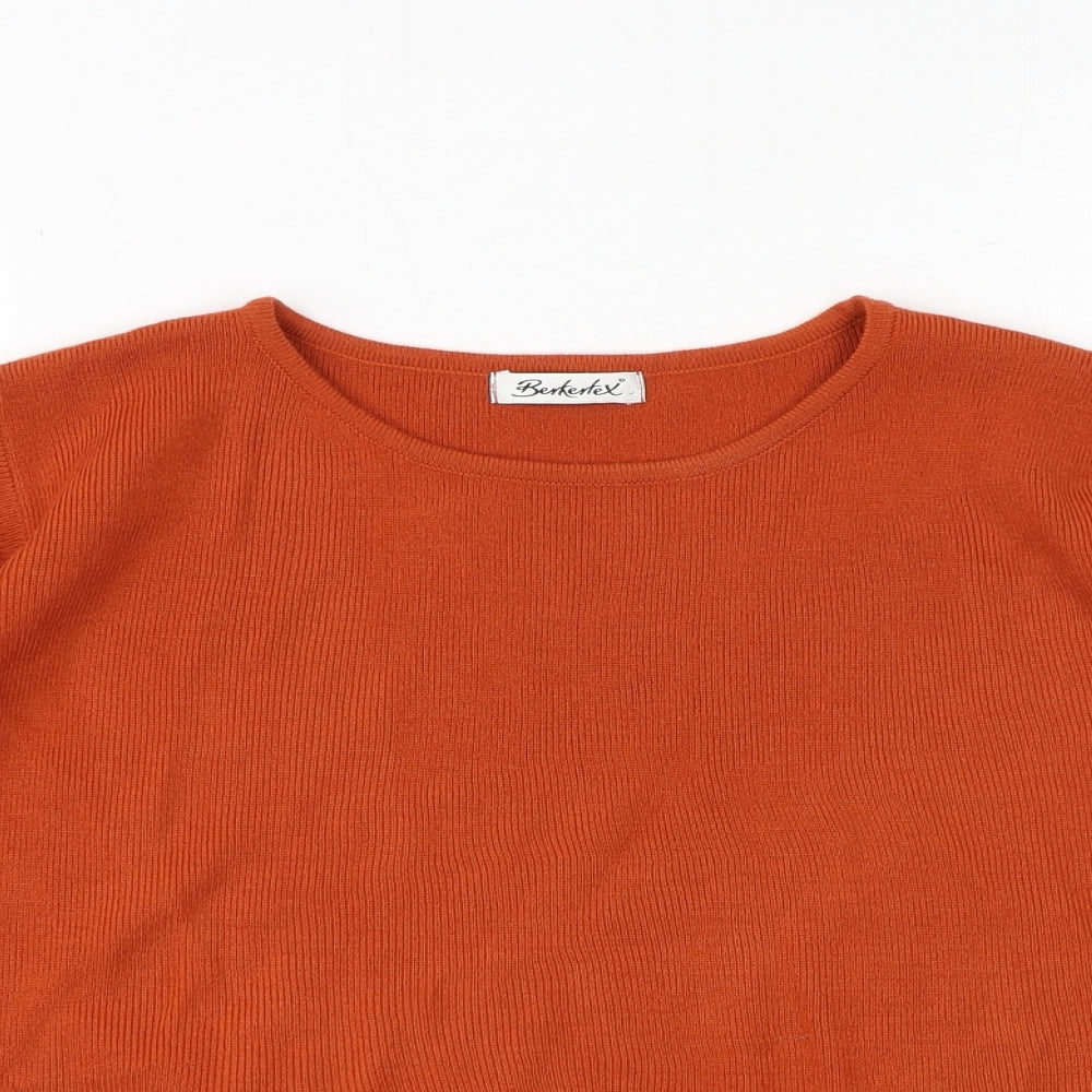 Berkertex Womens Orange Round Neck Acrylic Pullover Jumper Size 14 - Size 14-16