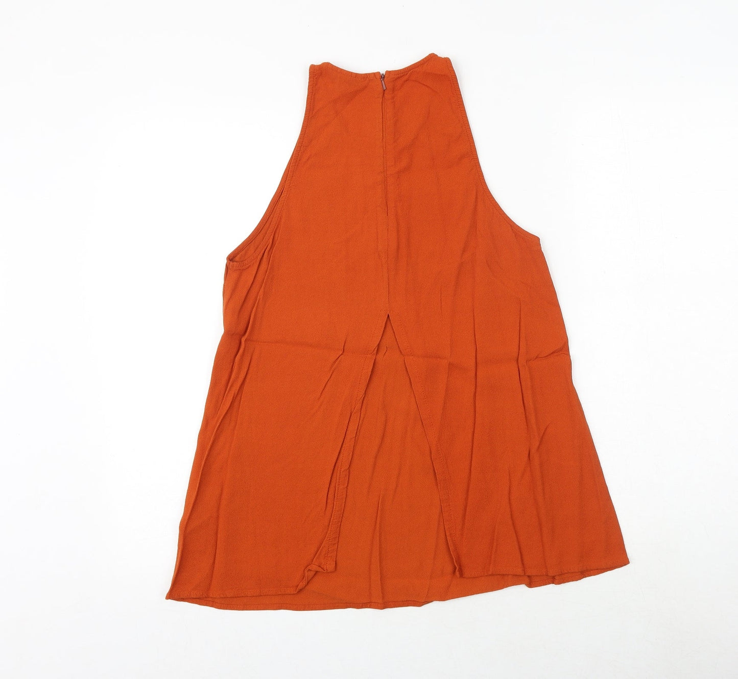 Topshop Womens Orange Viscose Basic Tank Size 10 Round Neck
