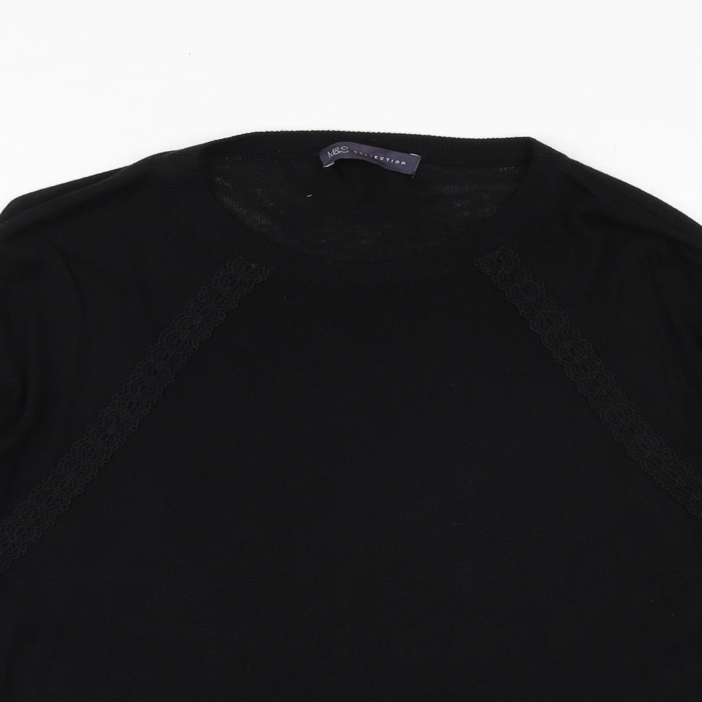Marks and Spencer Womens Black V-Neck Viscose Pullover Jumper Size M