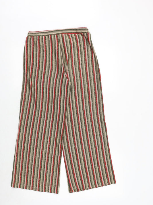 Zara Womens Multicoloured Striped Polyester Trousers Size S Regular