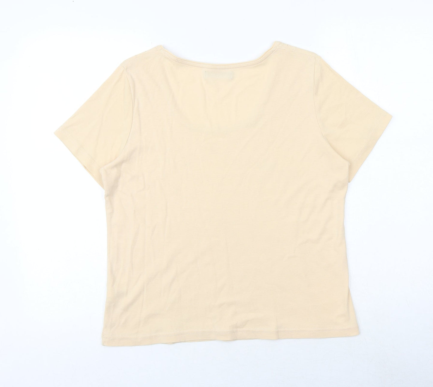 Bonmarché Womens Ivory 100% Cotton Basic T-Shirt Size M Square Neck